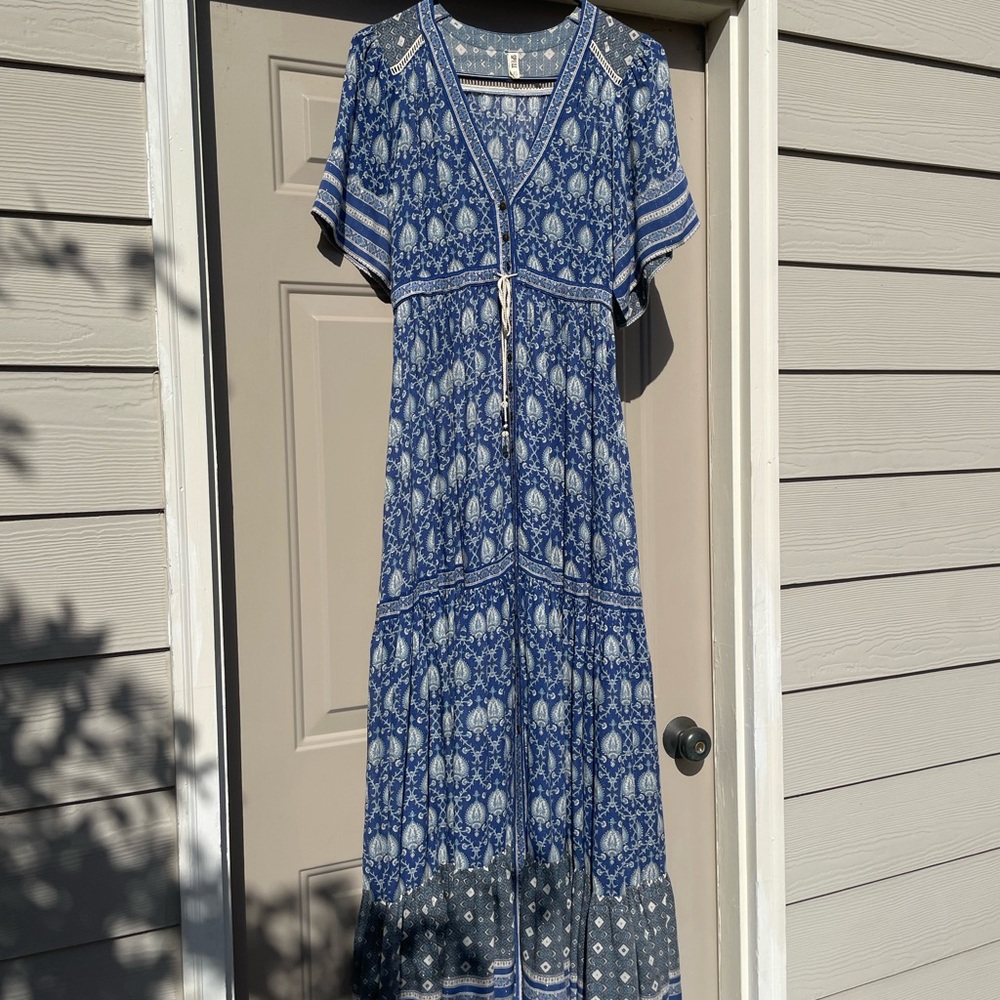 Rare Spell and the Gypsy Oracle Gown Maxi Duster Dress Indigo - Picture 5 of 16